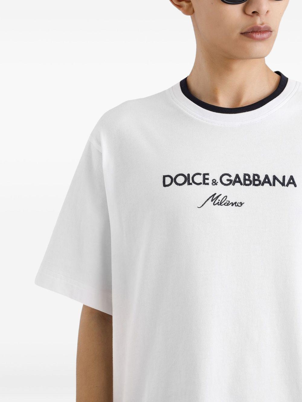T-shirt bianca con logo e girocollo 