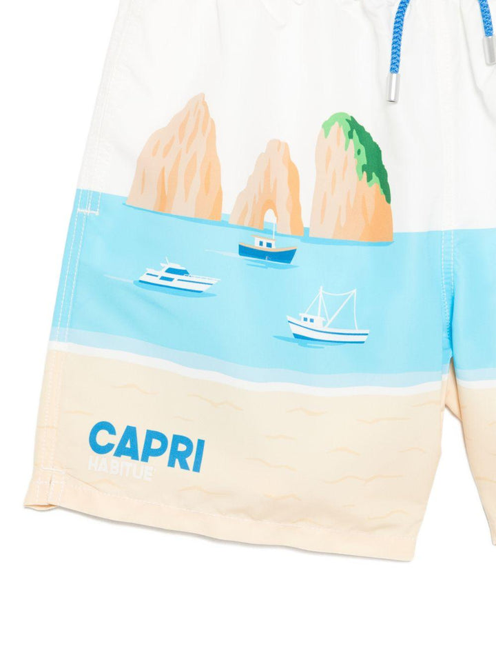 Costume da bagno bianco/azzurro con stampa 