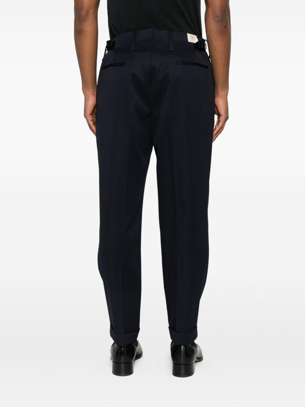 Pantaloni plissé blu navy in lana vergine 