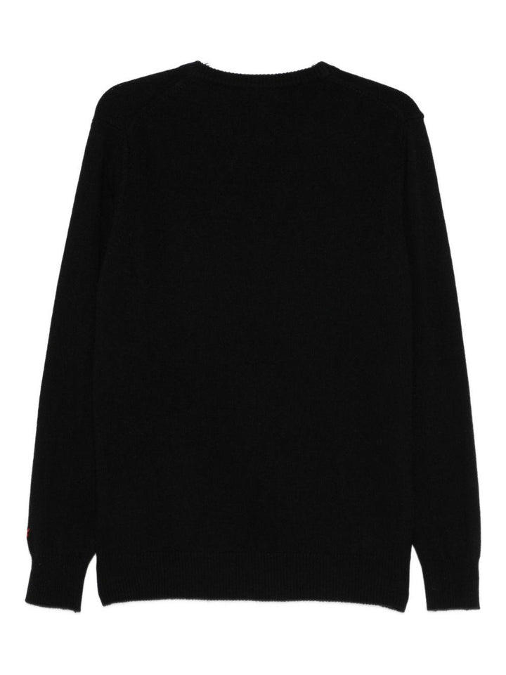 Maglione nero girocollo con ricamo 