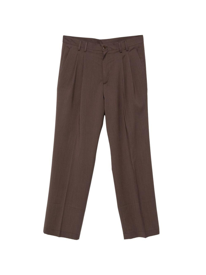 Pantaloni sartoriali marroni con pieghe 
