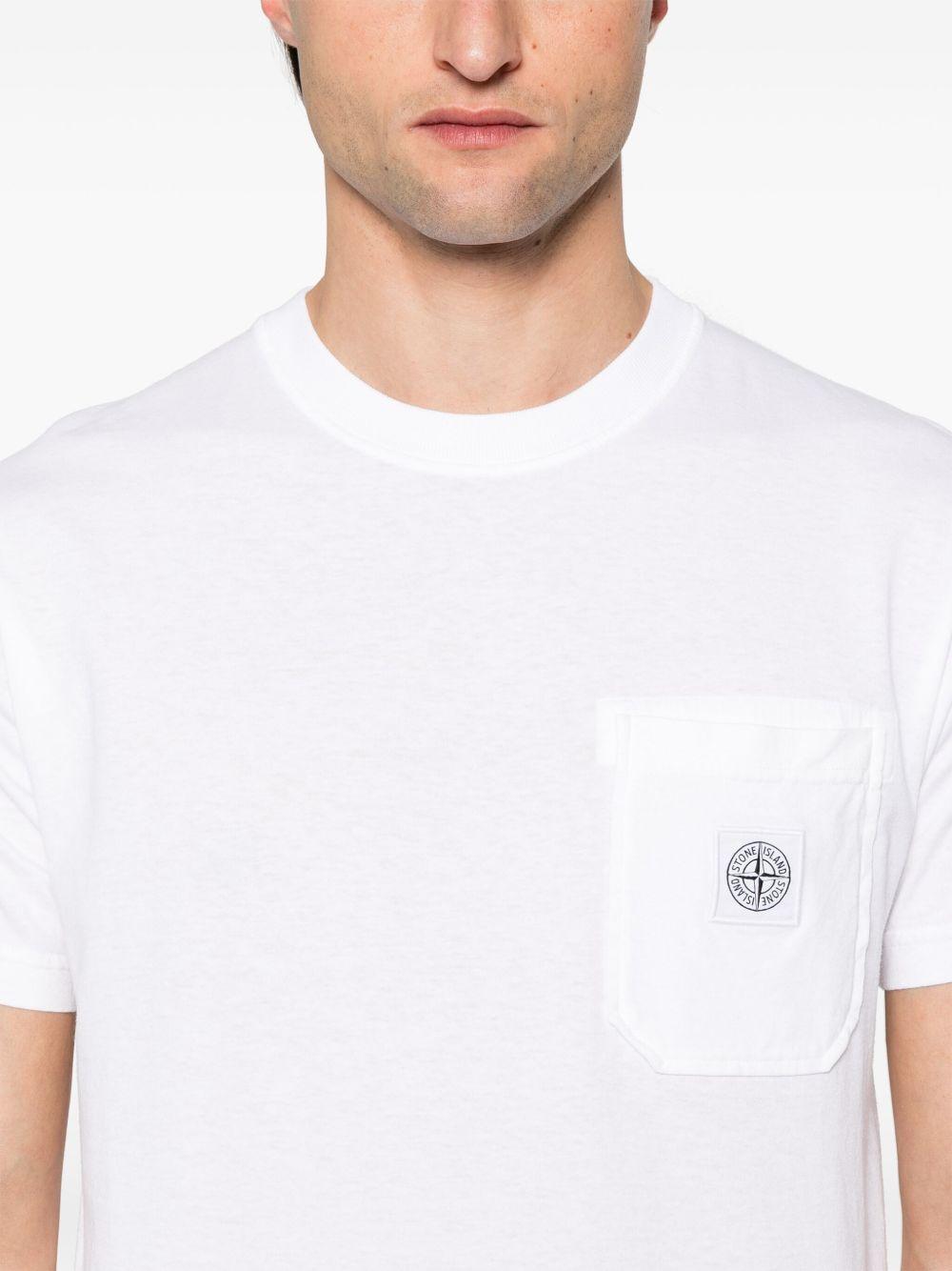T-shirt bianco con applicazione logo 