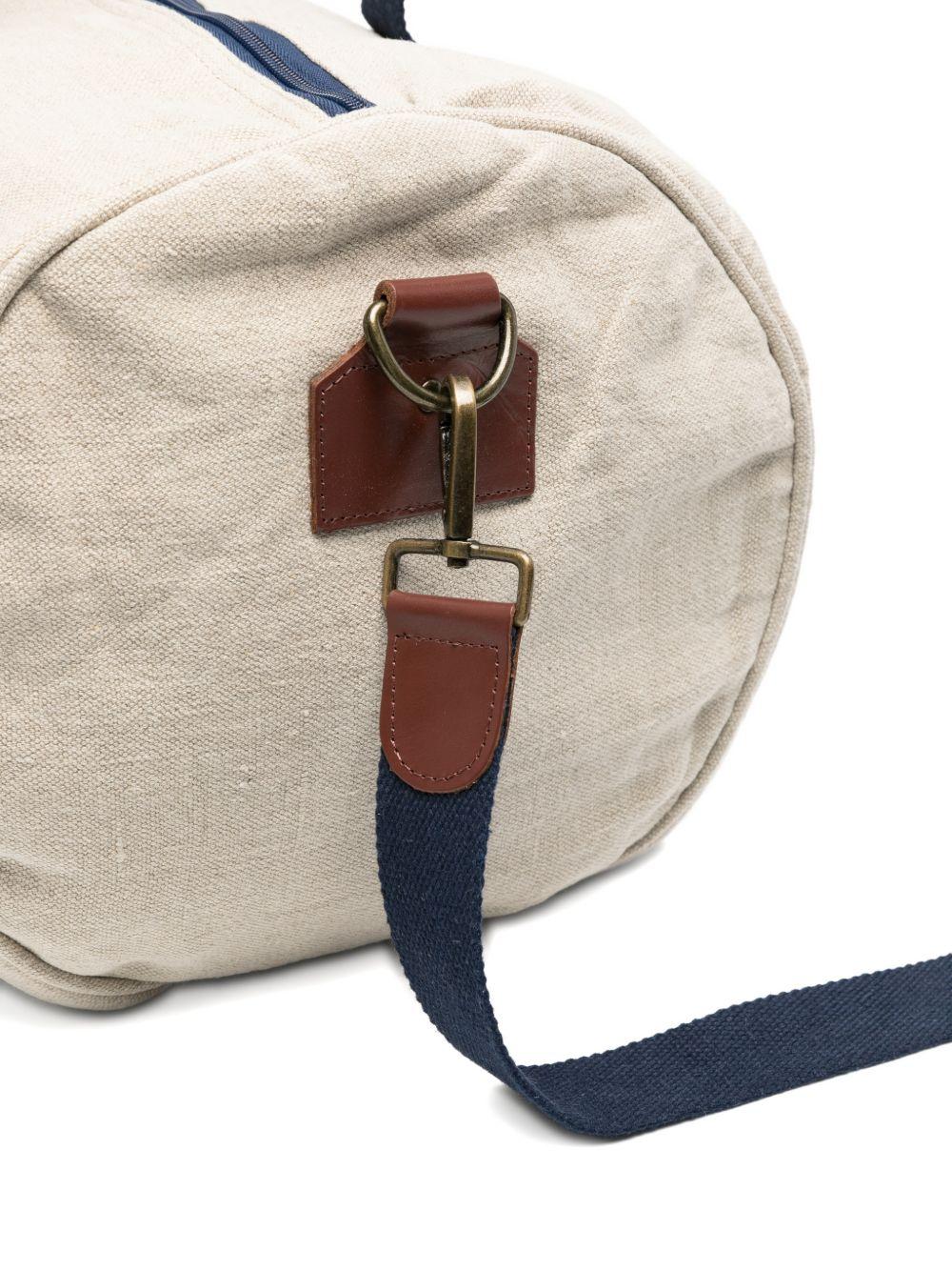 Borsone beige chiaro con logo ricamato 