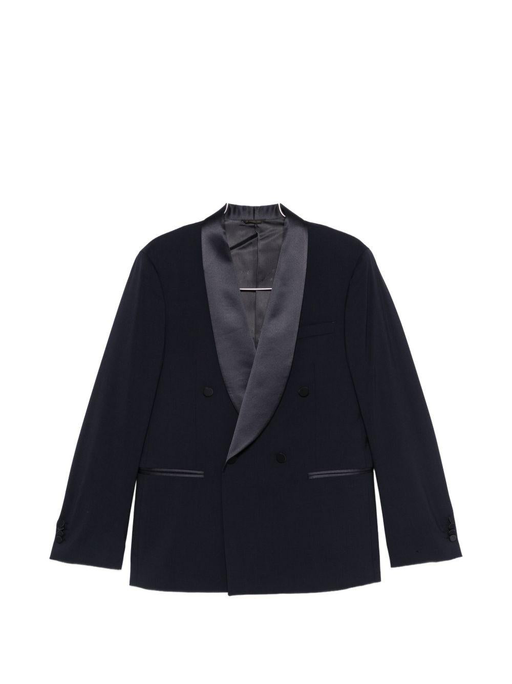 Smoking blu navy doppiopetto con rever sciallato 