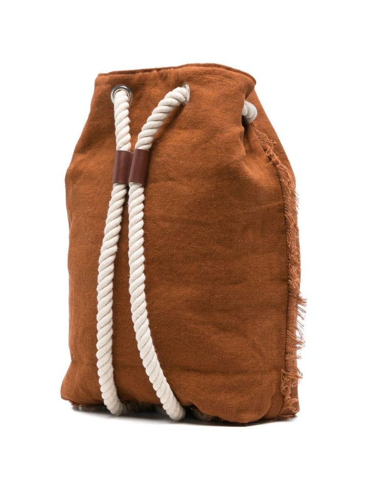 Zaino con logo ricamato e dettagli sfrangiati terracotta 