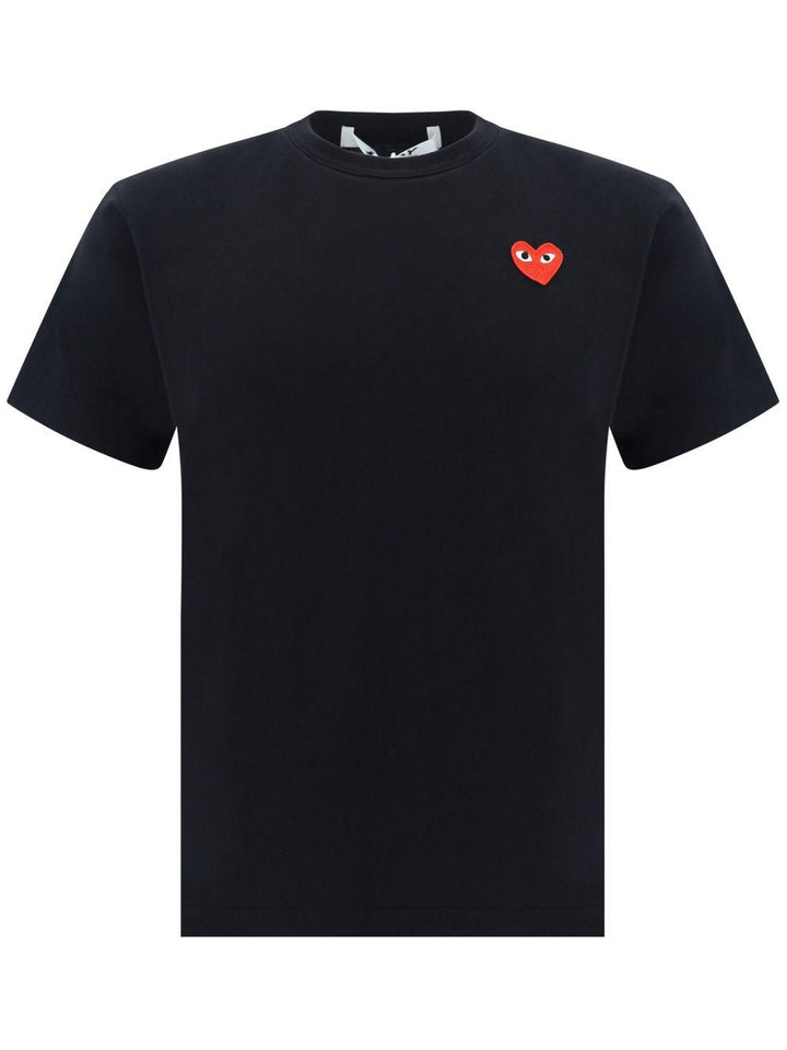 T-shirt nera con stampa cuore rosso 