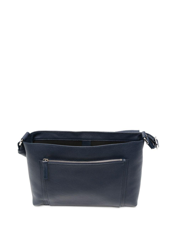 Borsa messenger in pelle blu