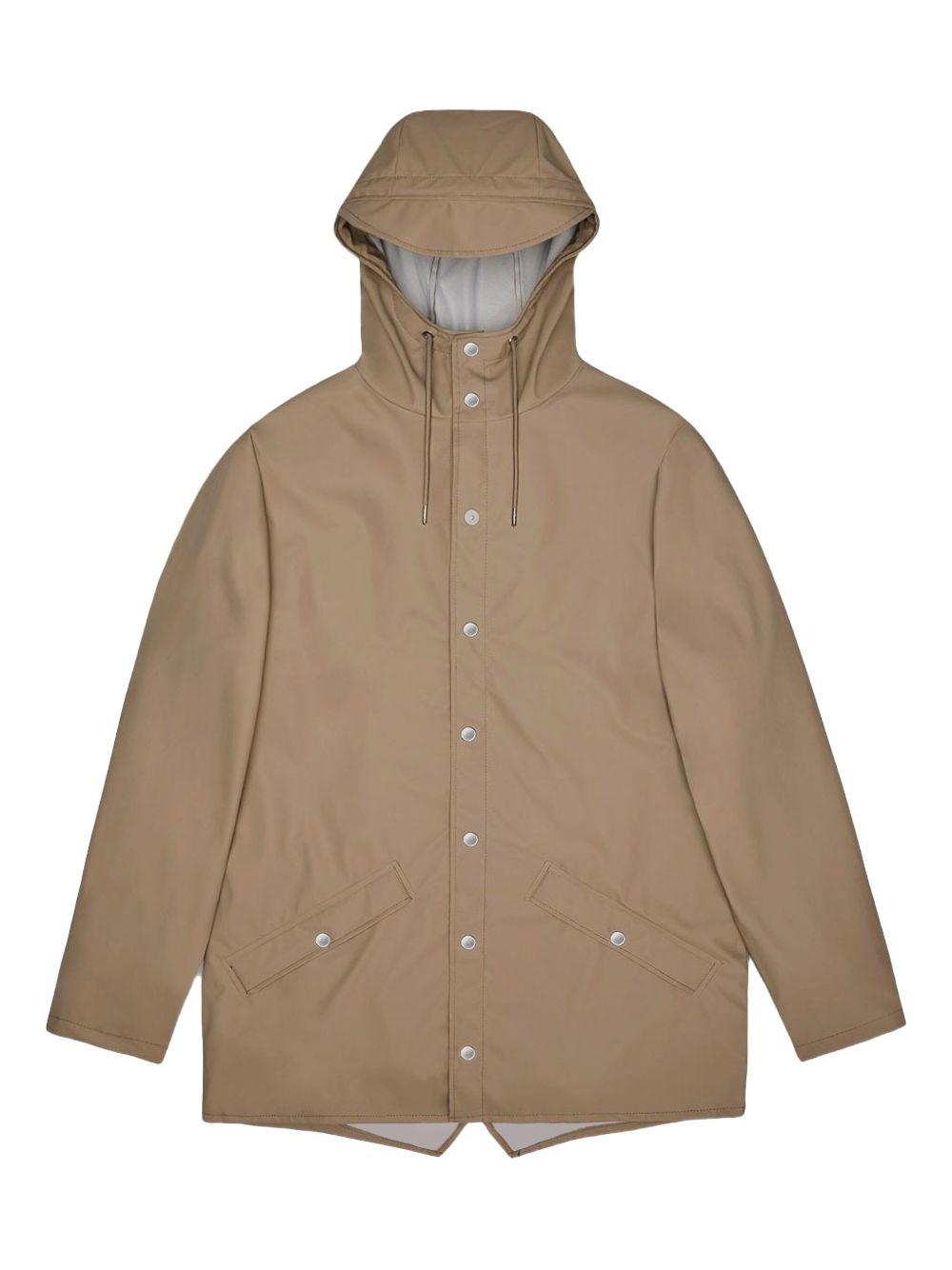 Impermeabile beige con cappuccio 