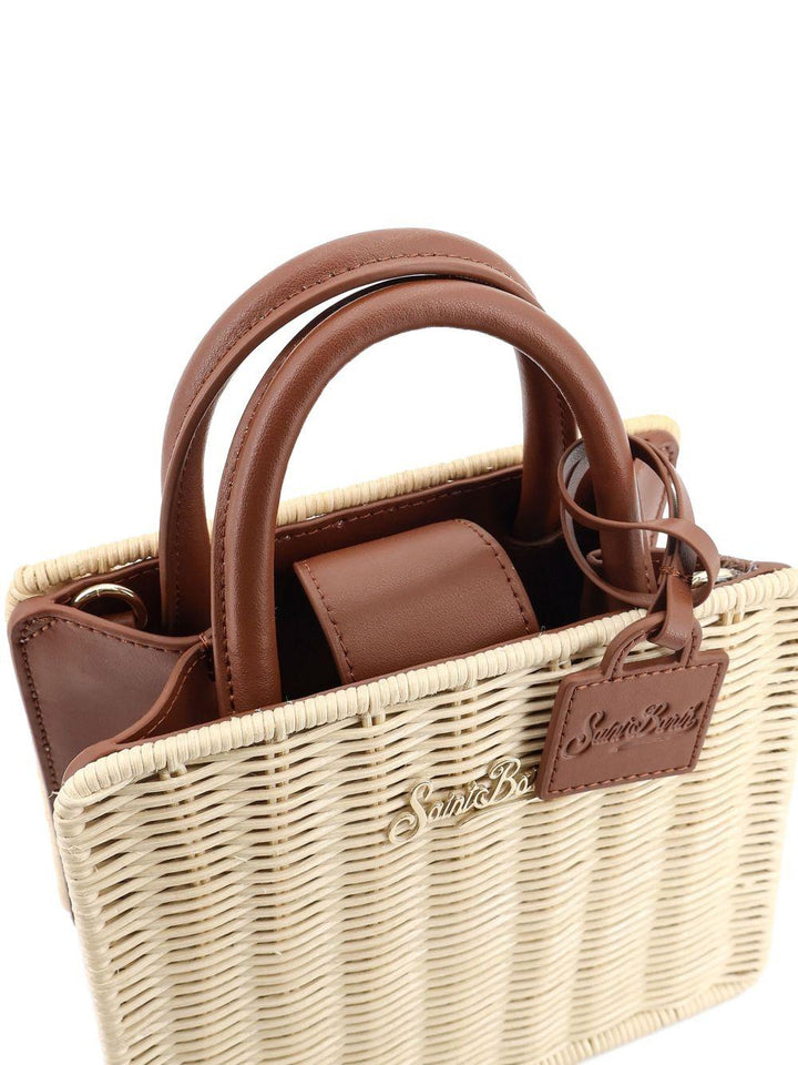 Borsa beige con texture intrecciata 