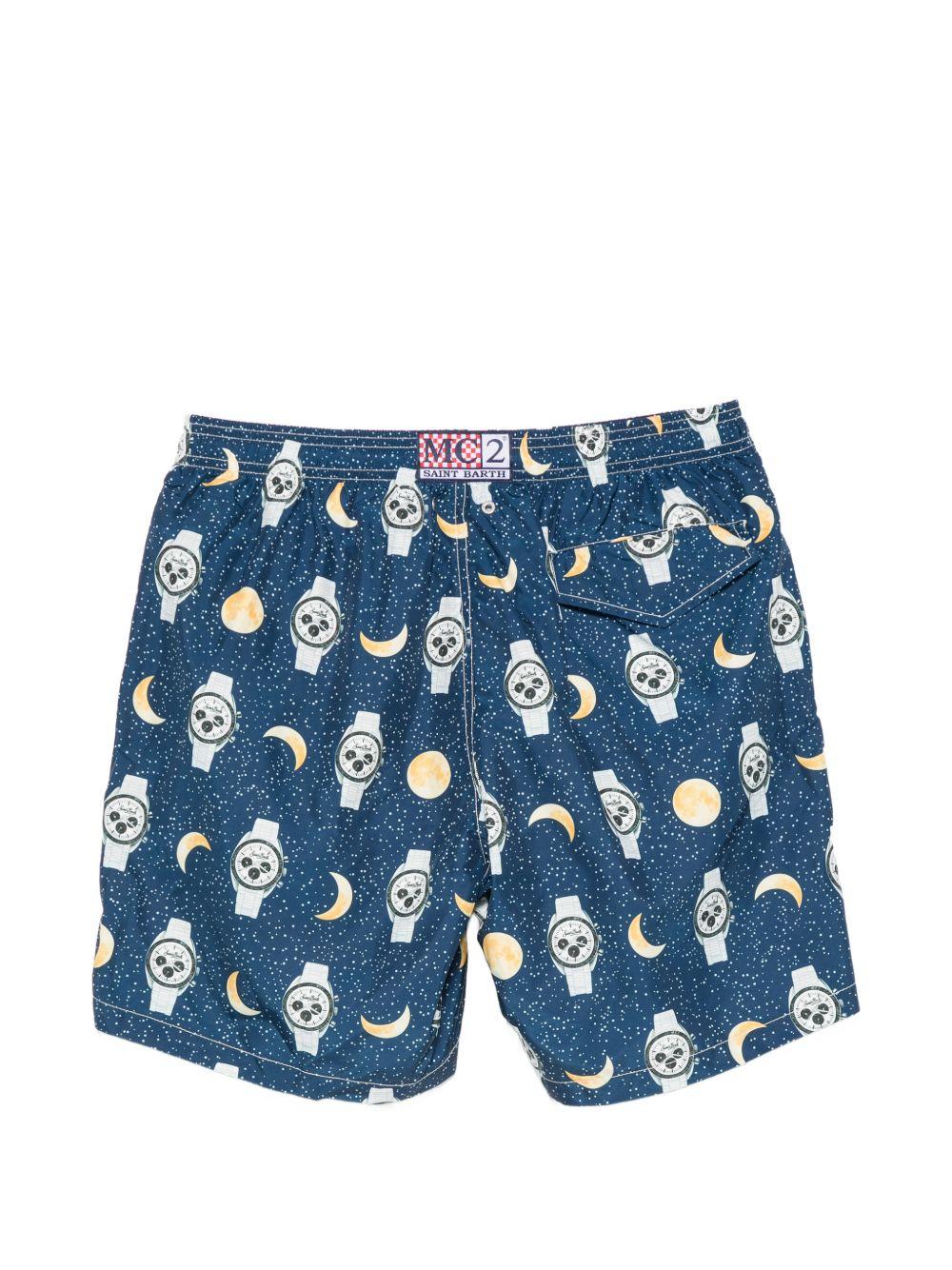 Costume da bagno blu navy con stampa all-over 