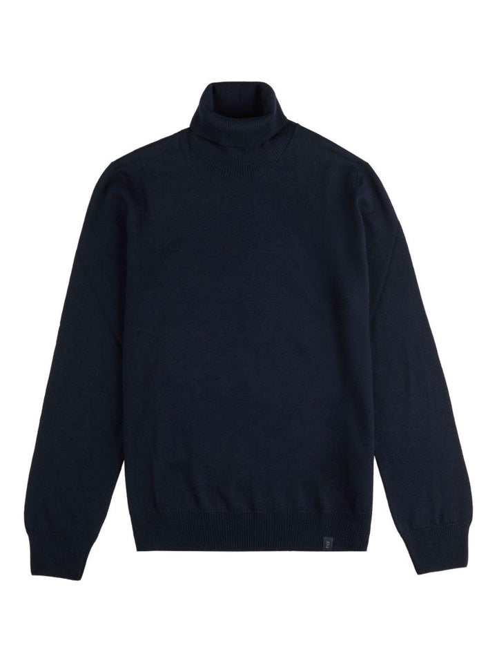 Maglione blu navy in lana vergine con collo alto 