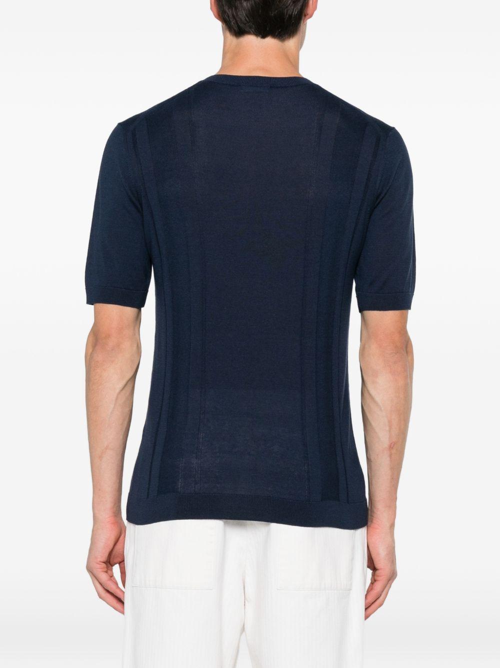 T-shirt in maglia fine blu navy 