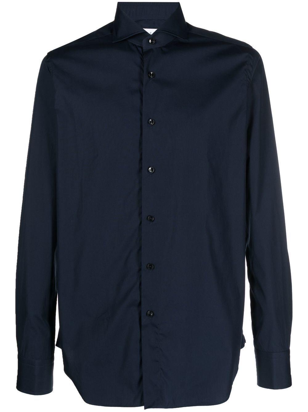 Camicia sartoriale blu navy no stiro in cotone 