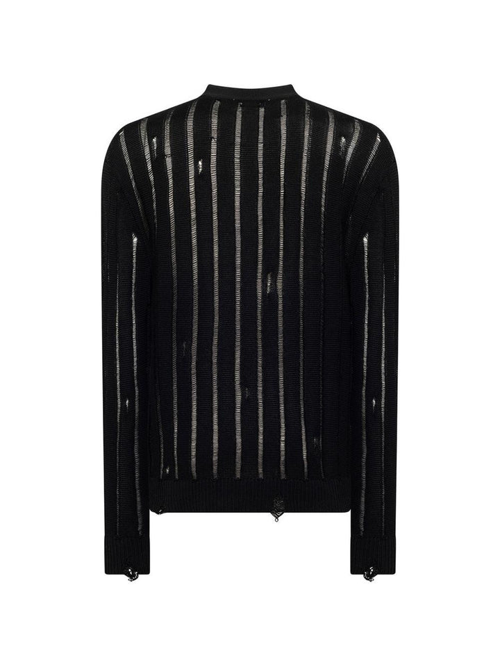 Cardigan nero con trasparenze con bottoni 