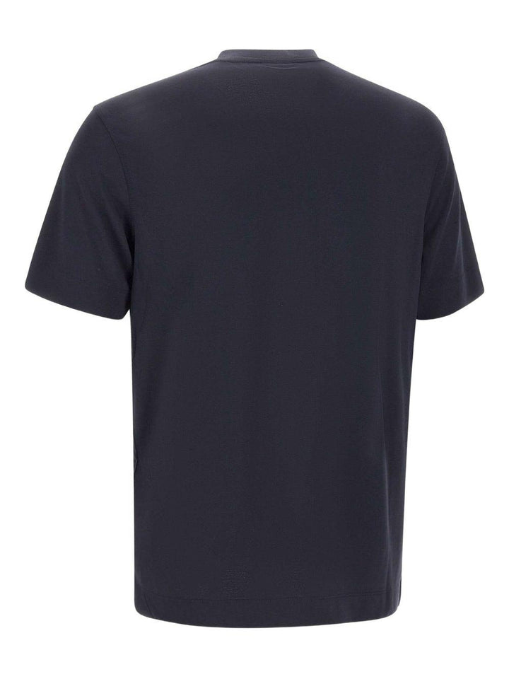 T-shirt girocollo blu con logo ricamato 