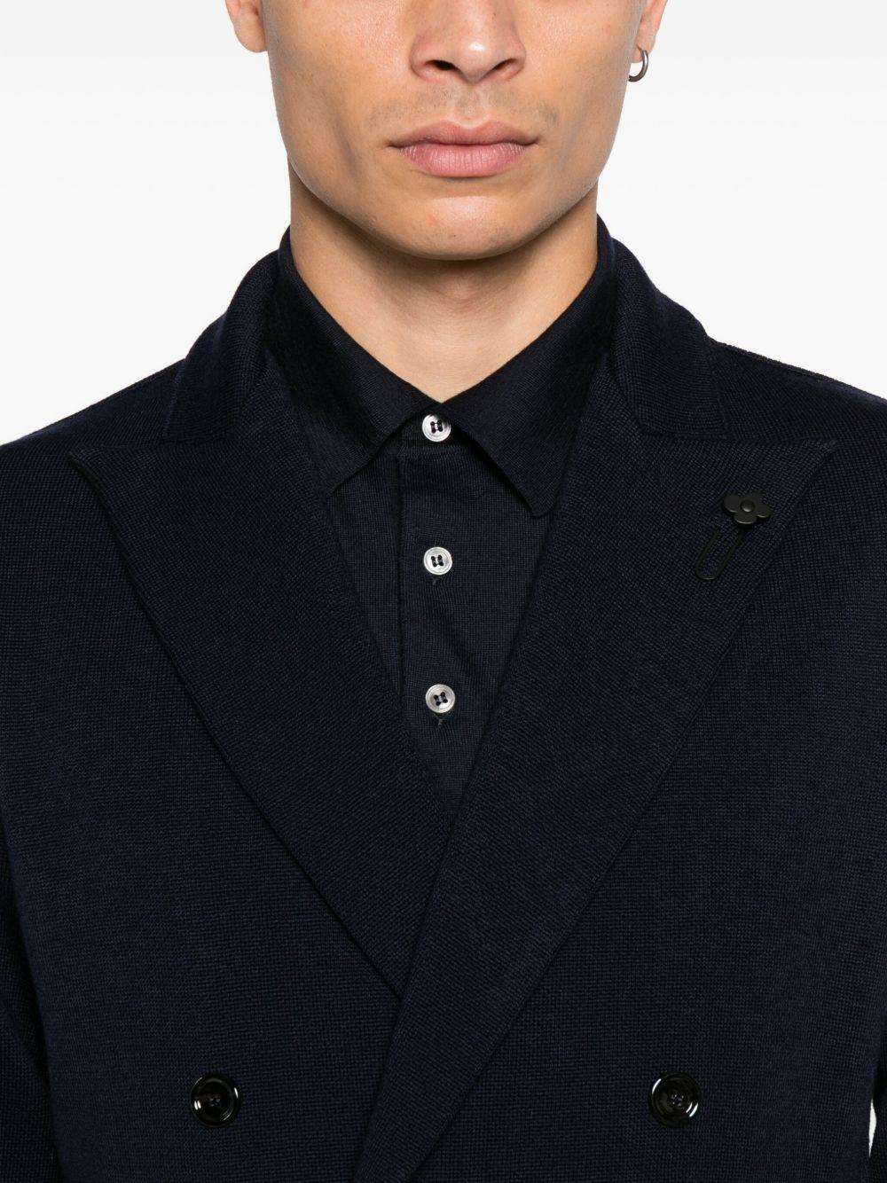 Giacca doppiopetto blu in lana 