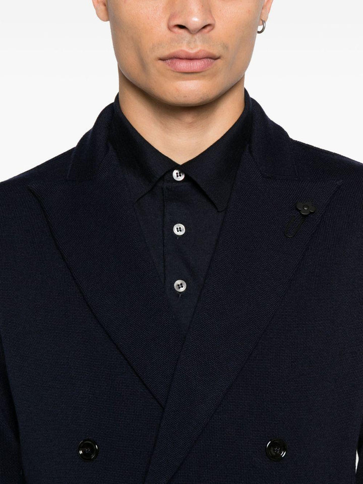 Giacca doppiopetto blu in lana 