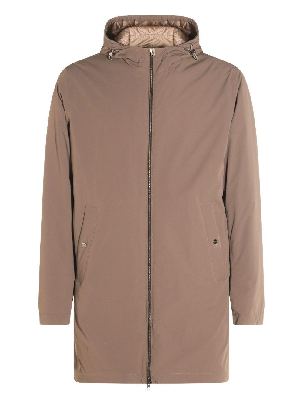 Parka marrone leggero con cappuccio regolabile 