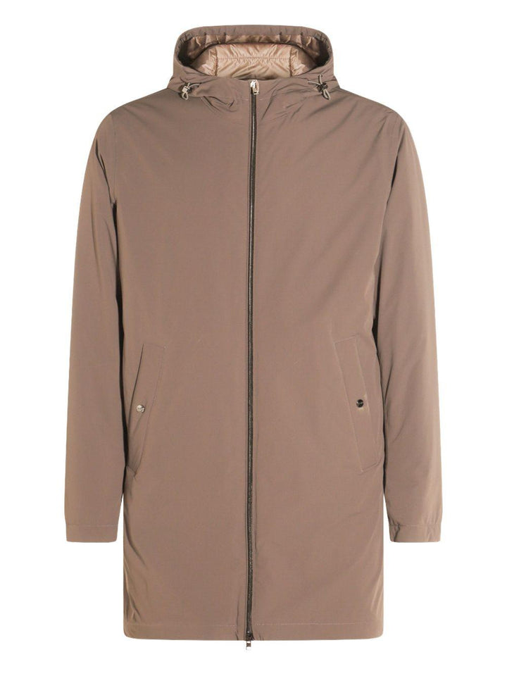 Parka marrone leggero con cappuccio regolabile 