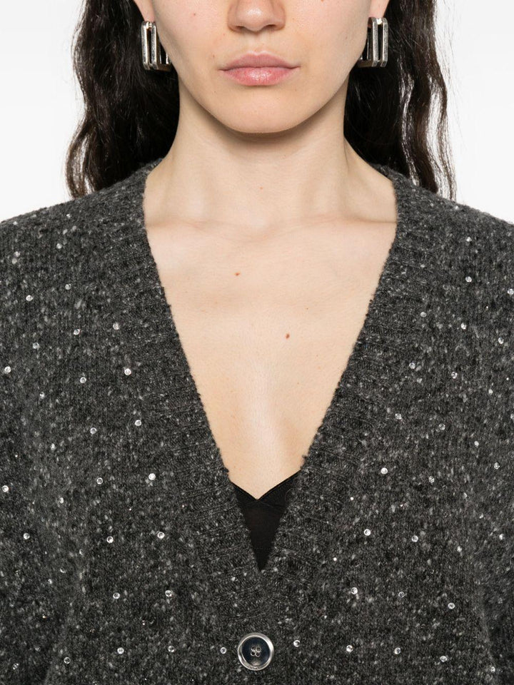 Cardigan crop con strass 