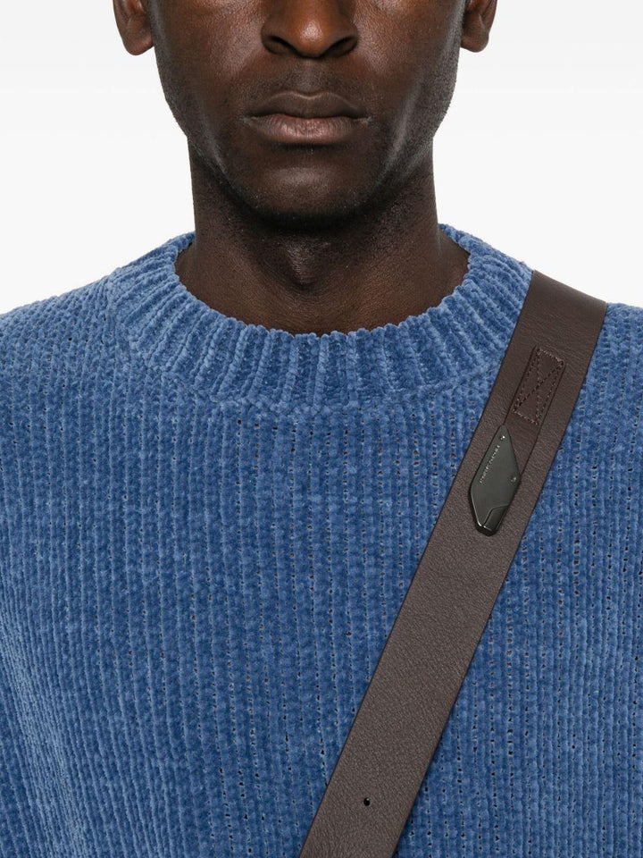 Maglione a coste blu 