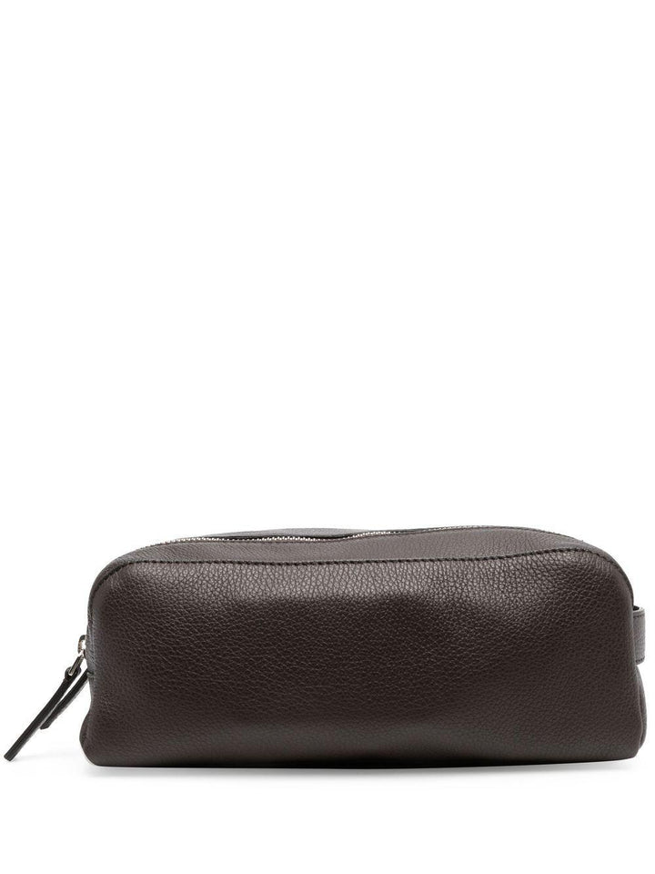 Astuccio da bagno marrone con doppia zip 