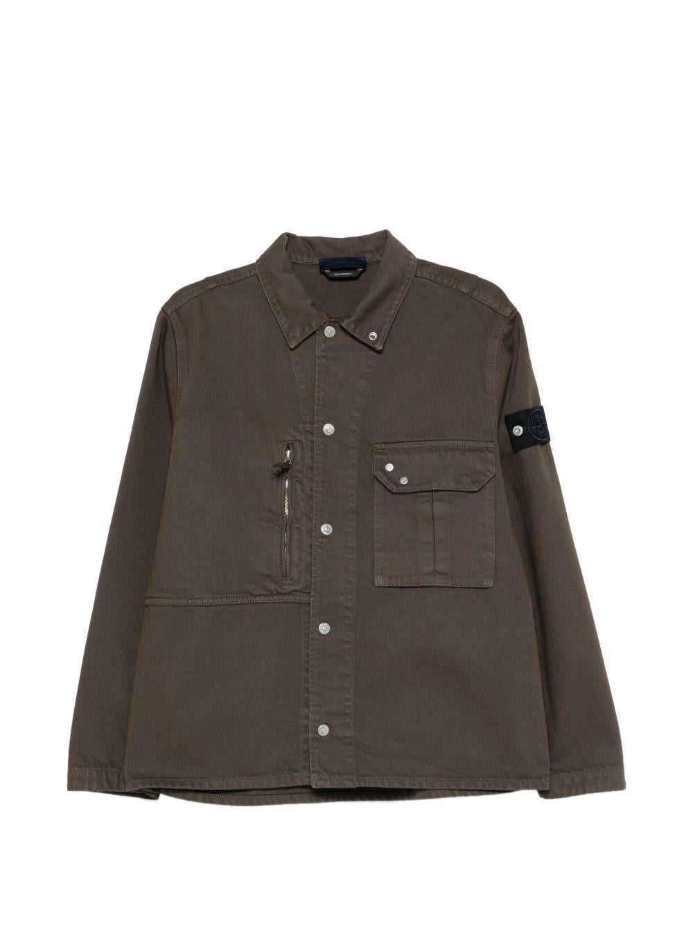 Giacca Umber marrone con tasca e patch 