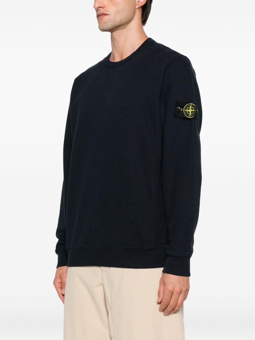 Felpa blu navy in cotone con motivo Compass 