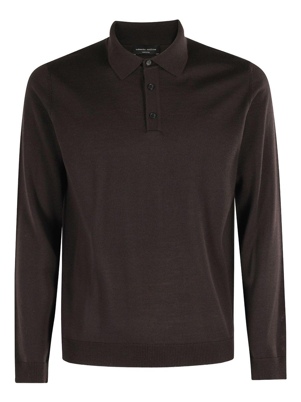 Polo marrone a maniche lunghe 