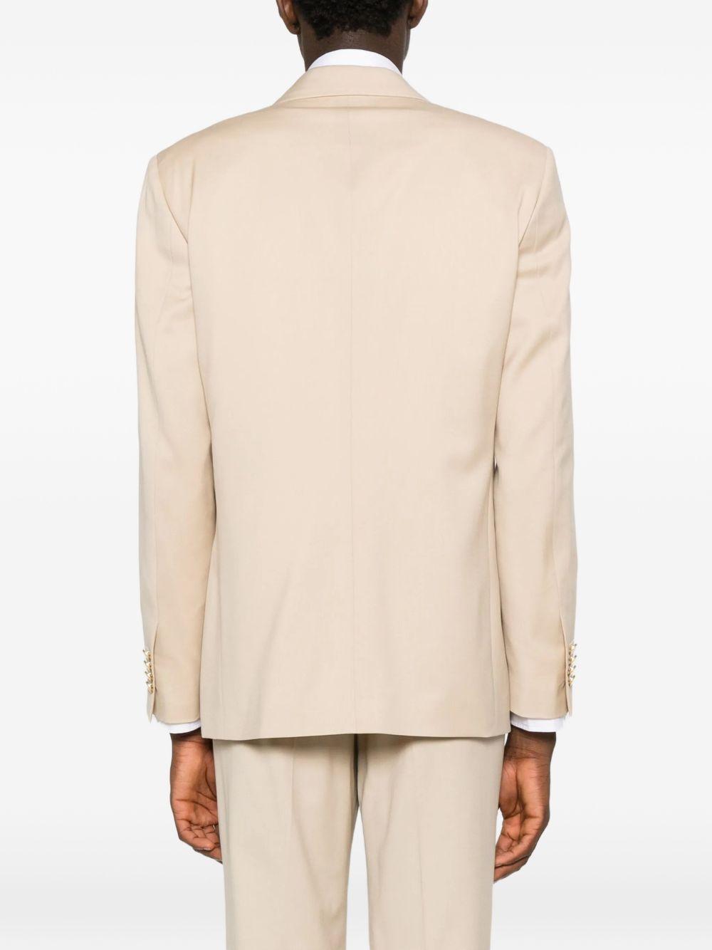 Blazer Beige Doppiopetto con rever a lancia 