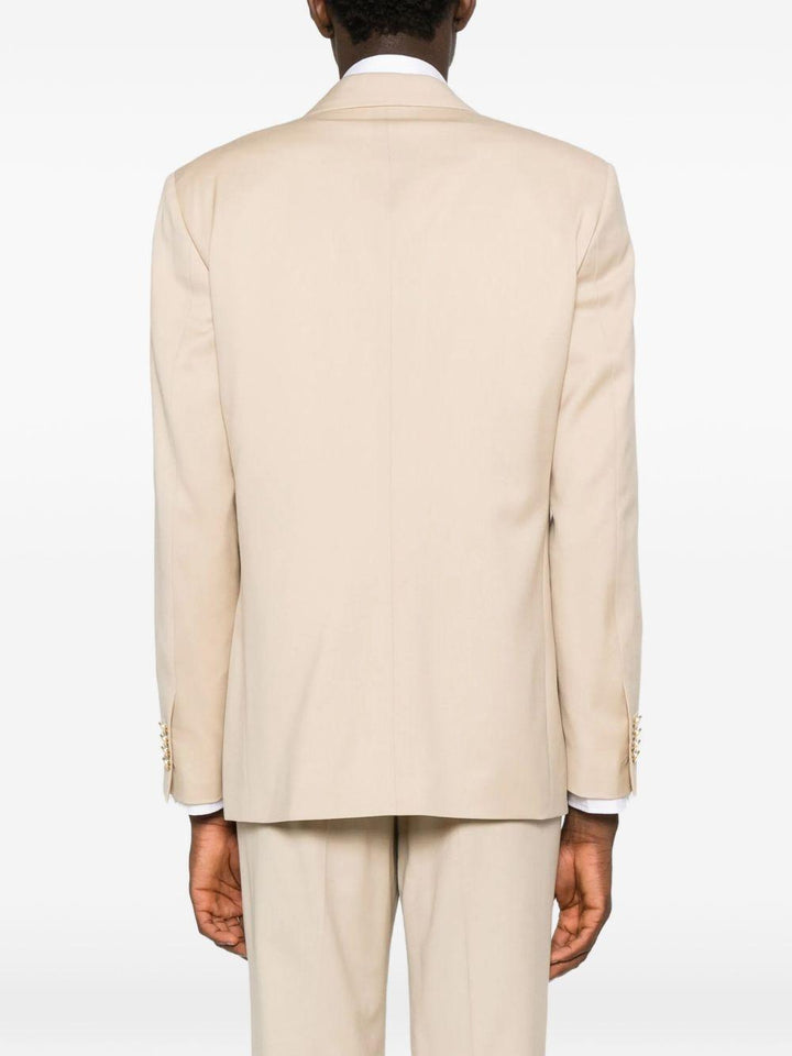 Blazer Beige Doppiopetto con rever a lancia 