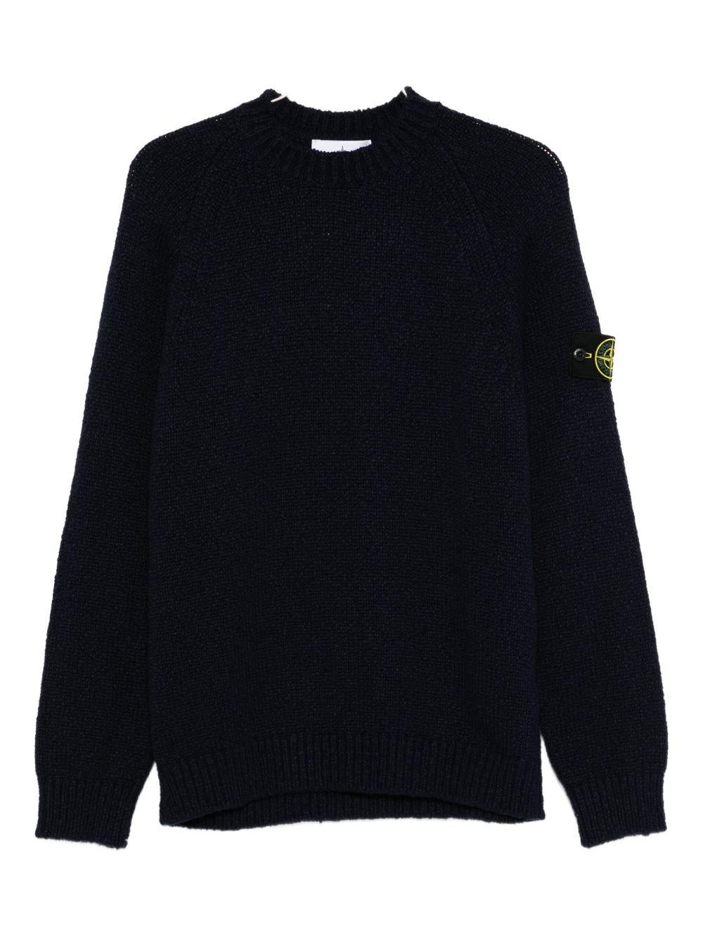 Maglione blu navy girocollo in lana 