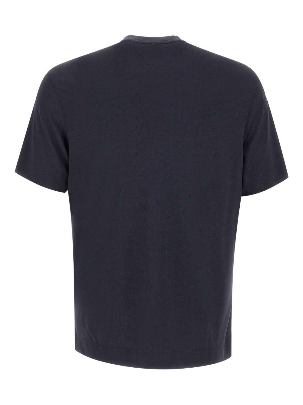 T-shirt girocollo blu con logo ricamato 