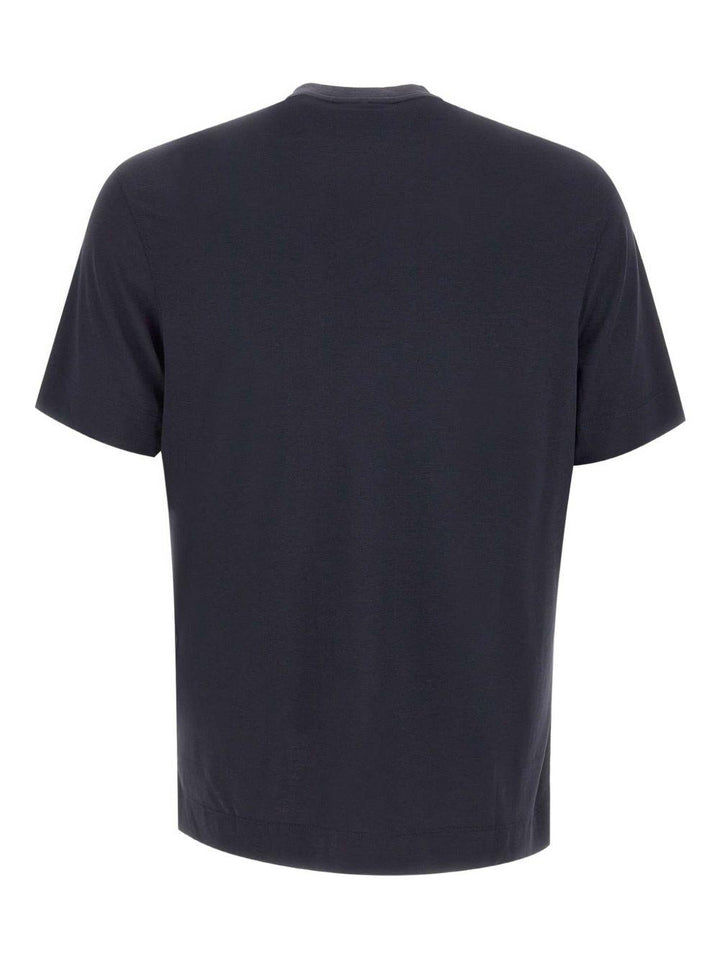 T-shirt girocollo blu con logo ricamato 