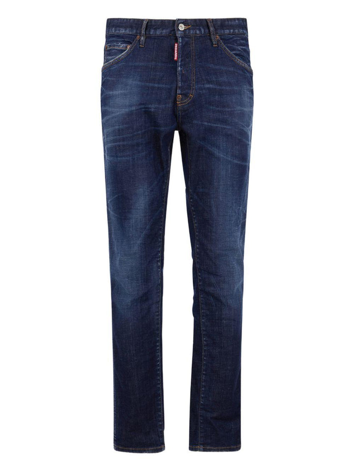 Jeans blu navy con effetto schiarito 