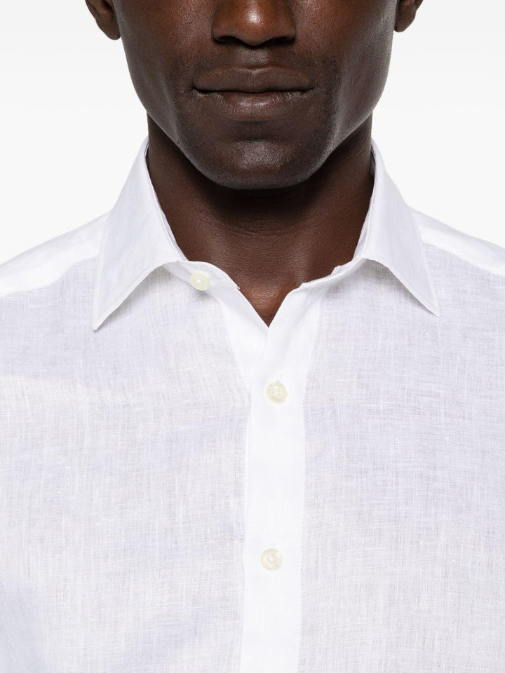 Camicia bianca in lino con bottoni 