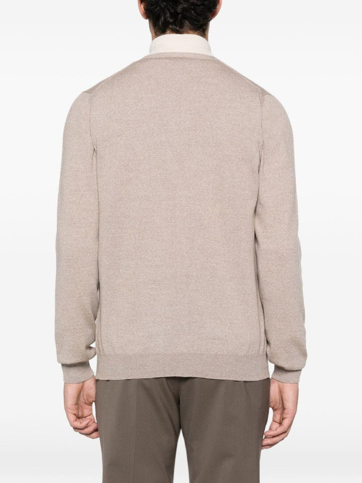 Cardigan beige in lana con bottoni 