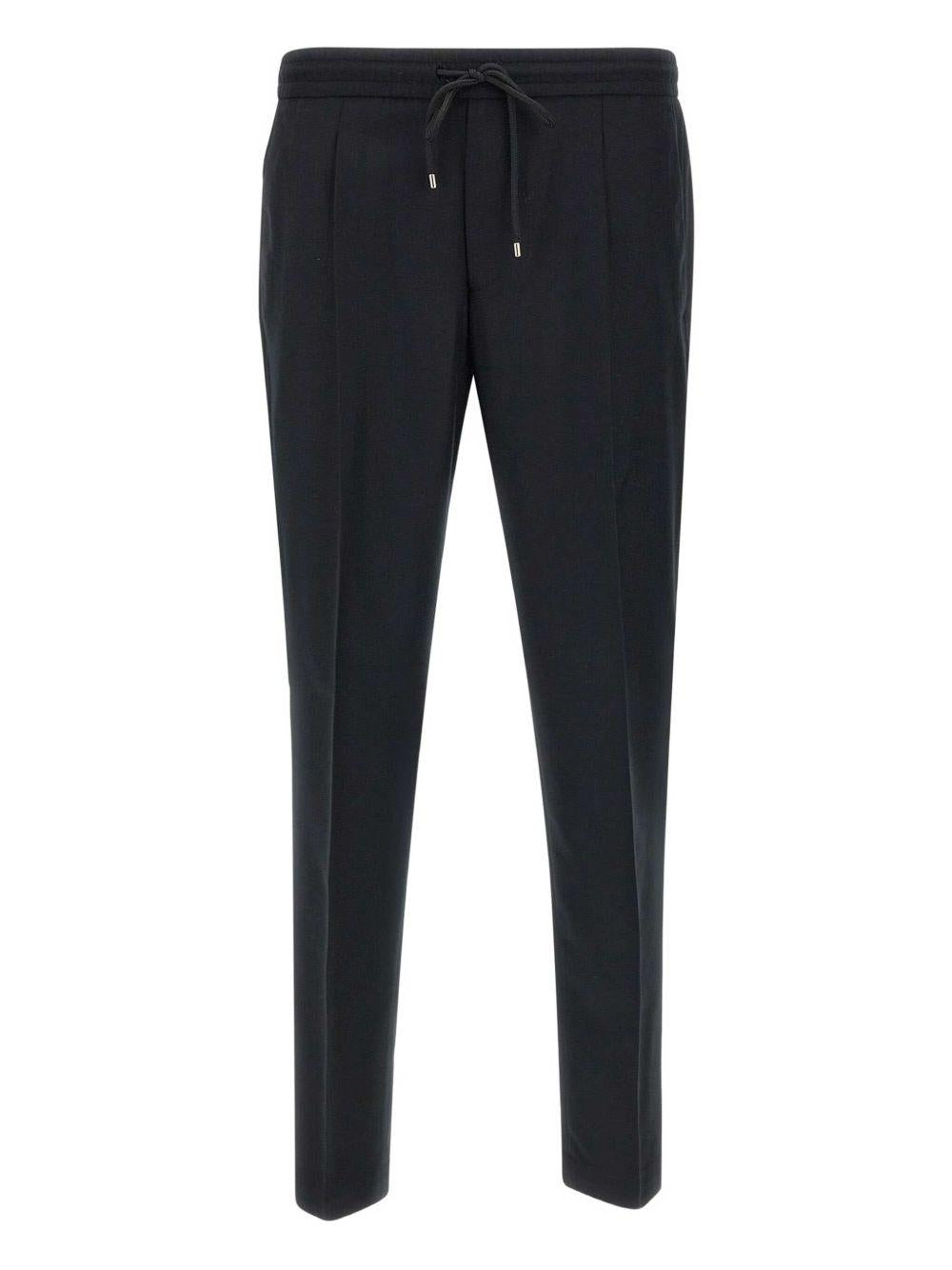 Pantaloni neri Wimbledon in lana con coulisse 