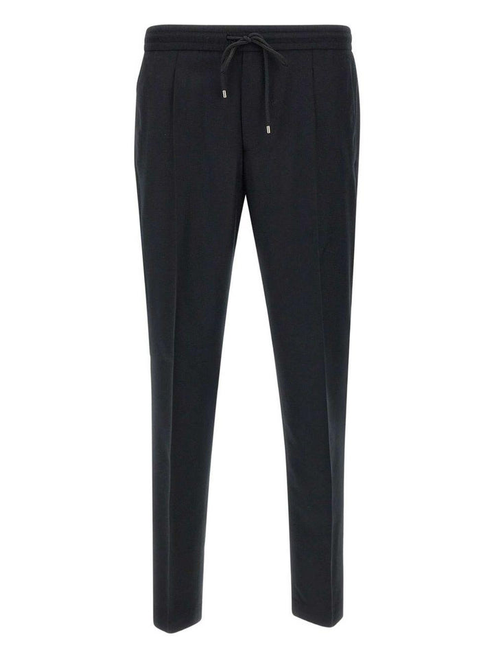 Pantaloni neri Wimbledon in lana con coulisse 