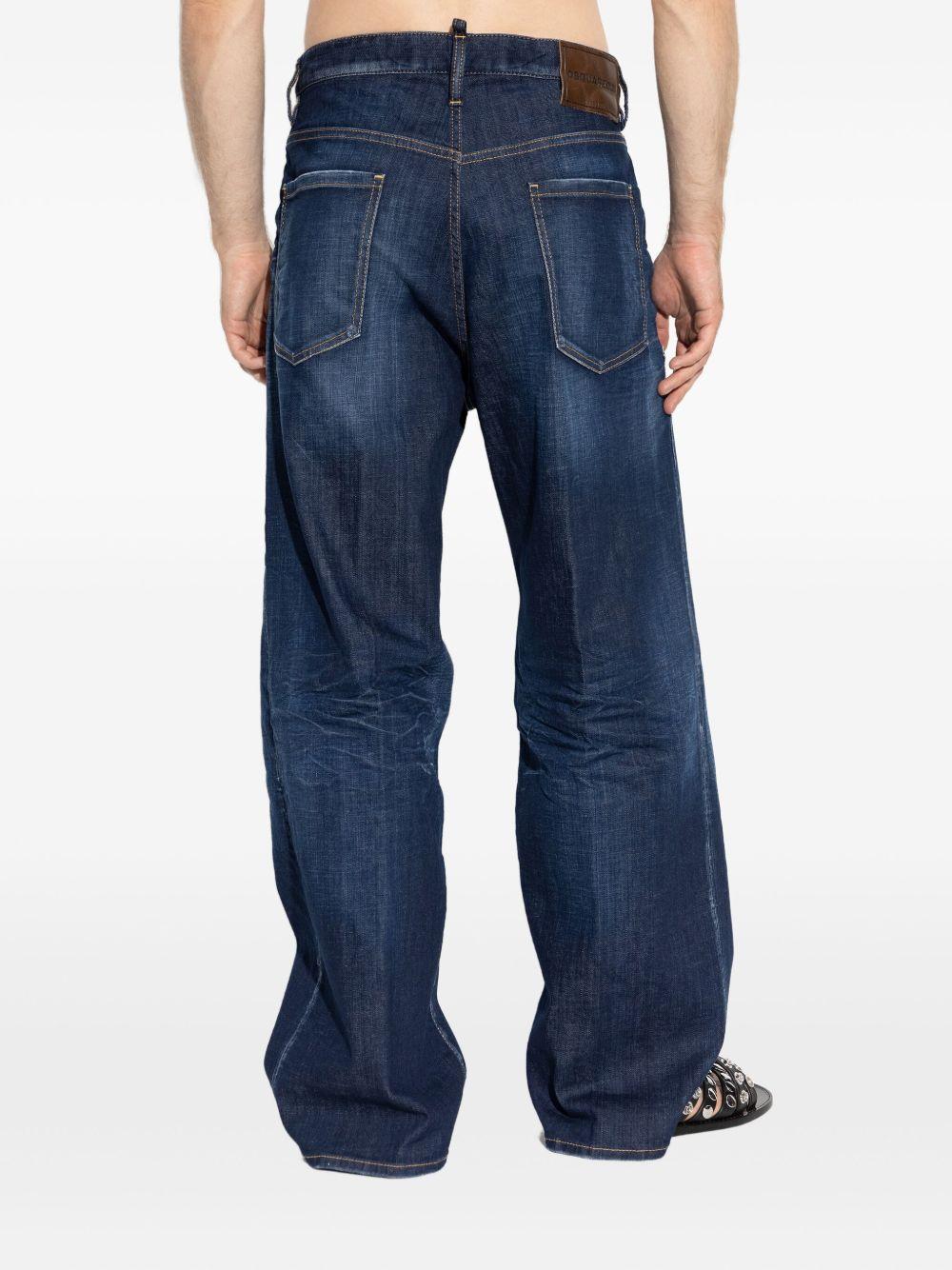 Jeans blu navy a gamba ampia con zip nascosta 