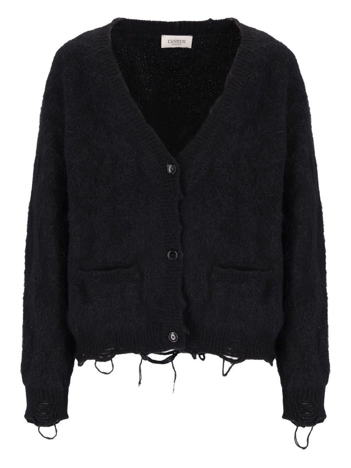 Cardigan nero con effetto vissuto