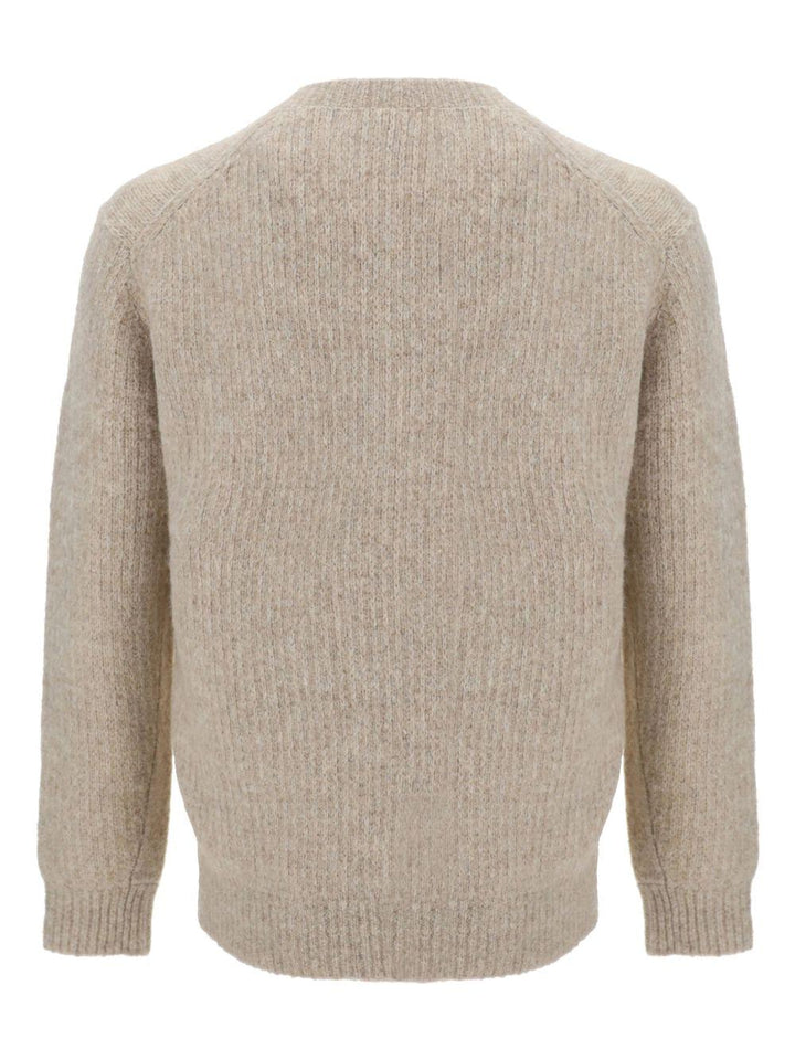 Maglione a coste in alpaca beige