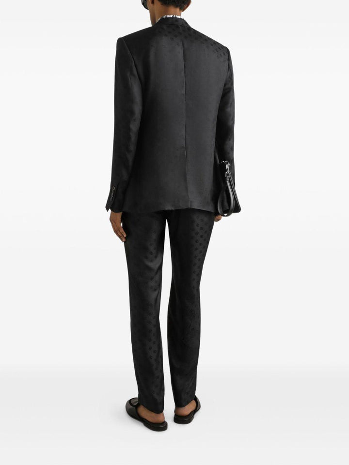 Blazer nero con logo jacquard 