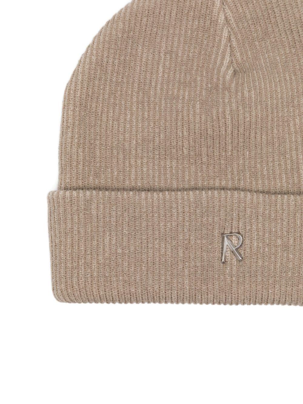 Berretto con applicazione logo beige 