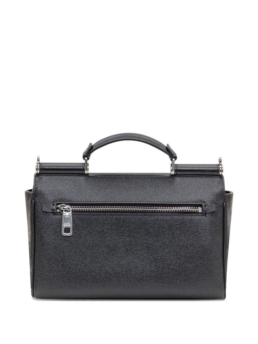 Borsa tote nera in pelle con tracolla 