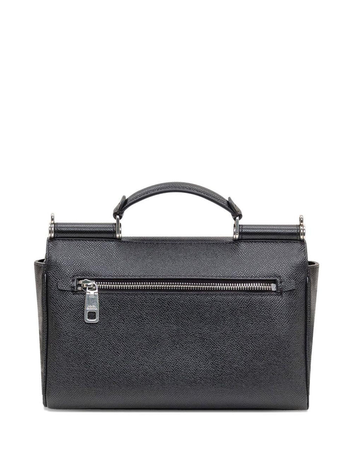 Borsa tote nera in pelle con tracolla 