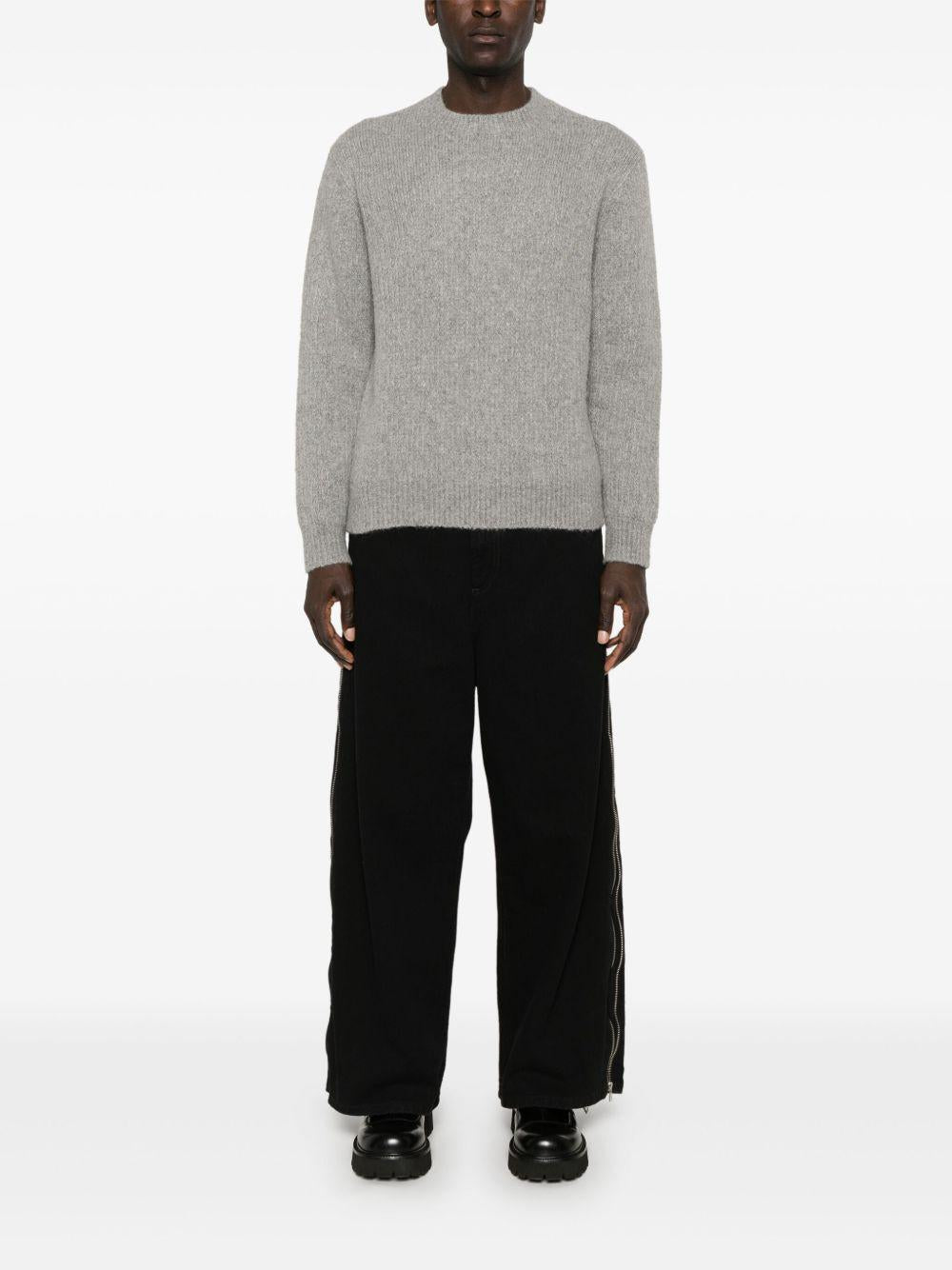 Maglione a coste in alpaca grigio melange 