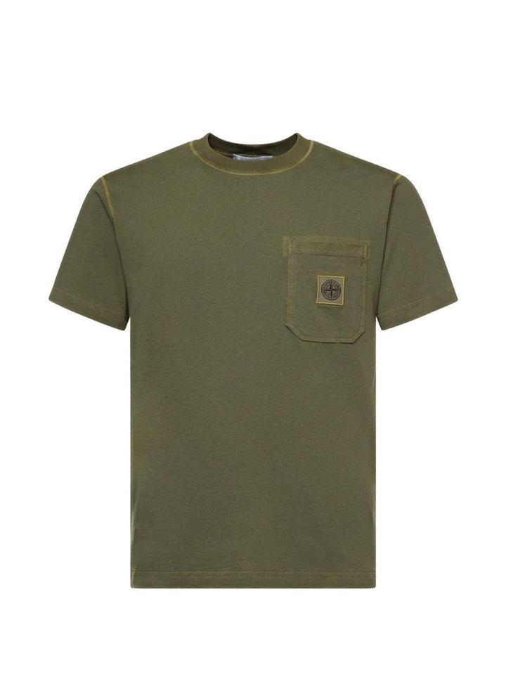 T-shirt con taschino verde militare 