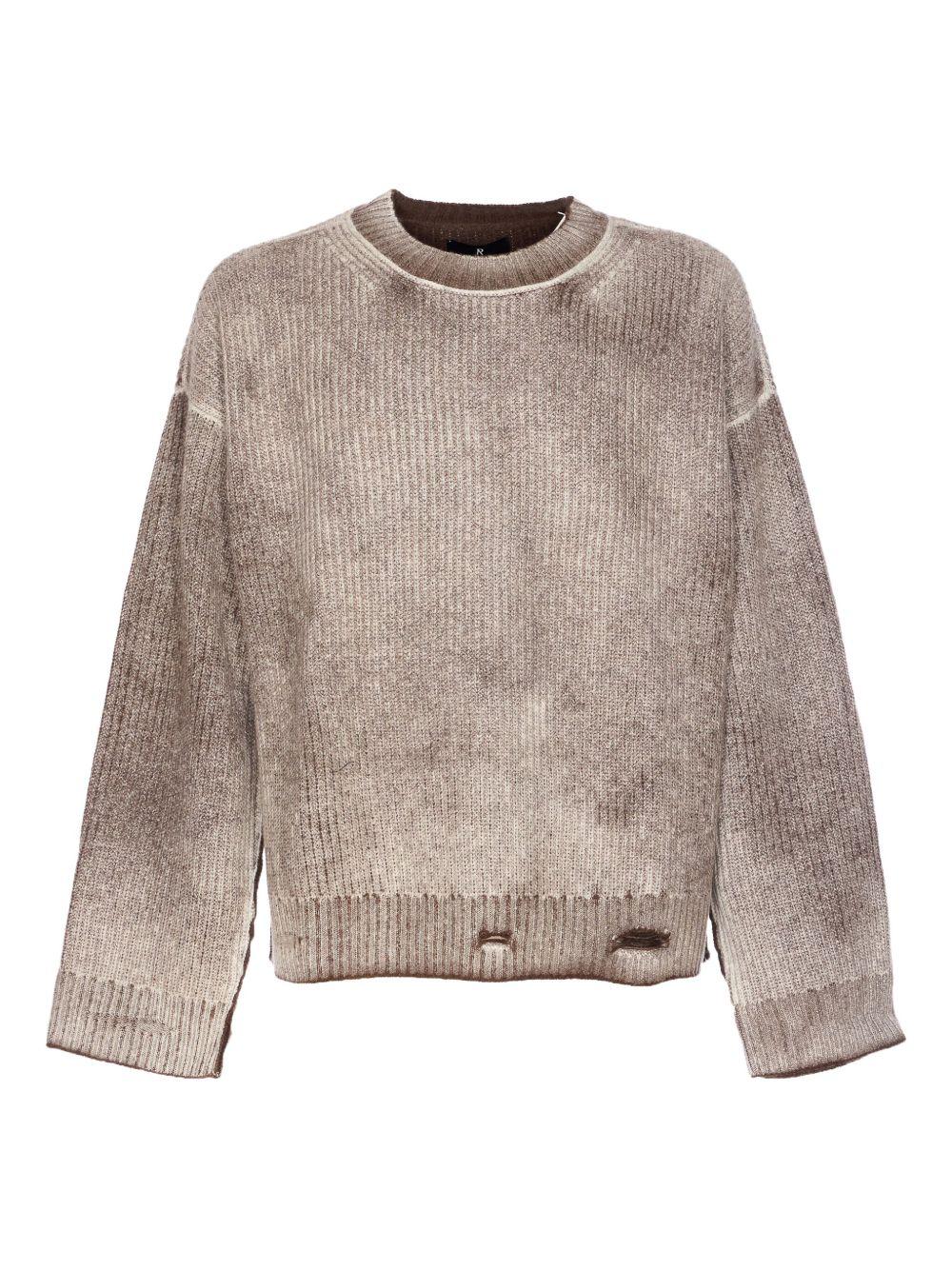 Maglione con effetto vissuto marrone 