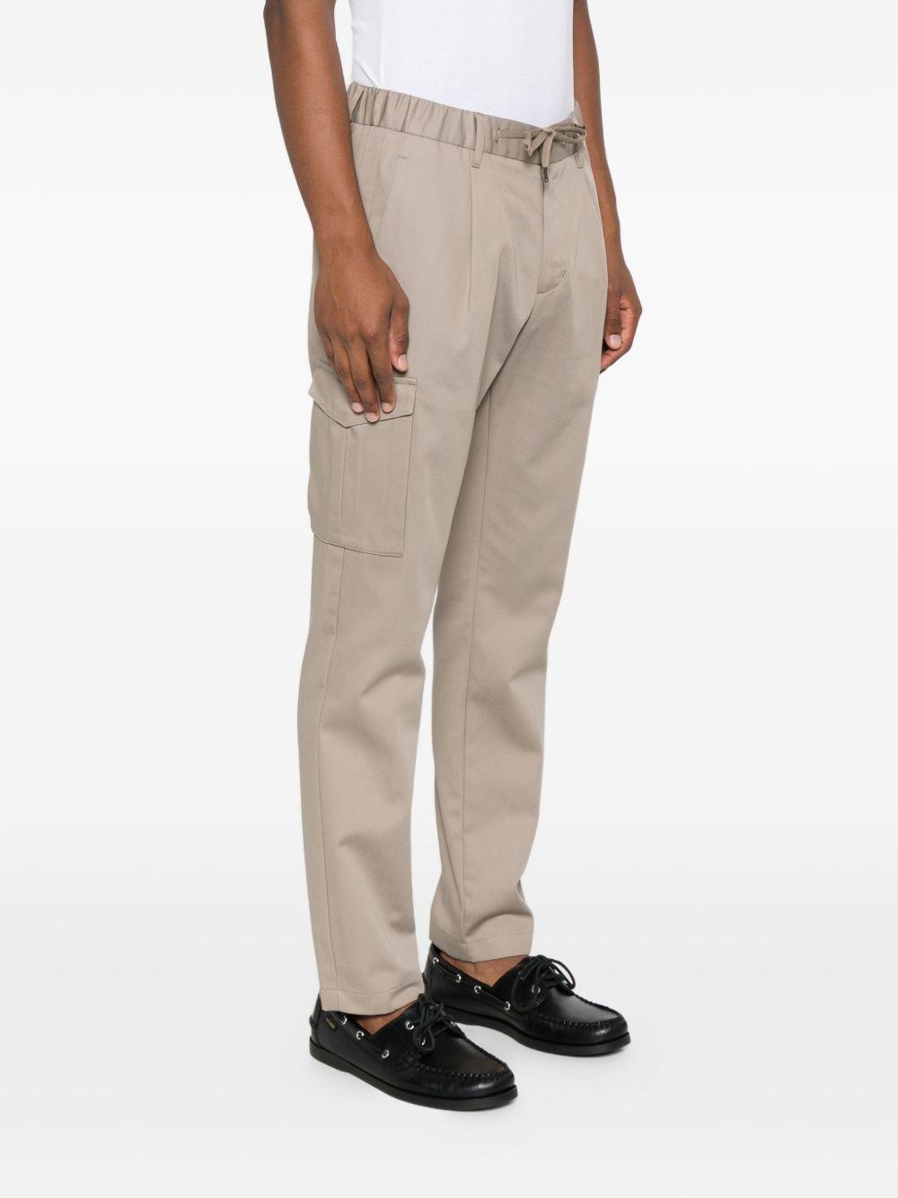 Pantaloni cargo beige in cotone con coulisse 